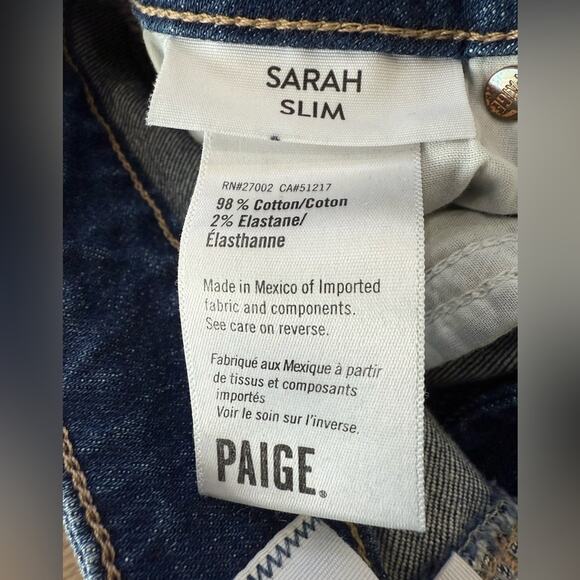 Paige Sarah Slim Jeans In Downtown Wash Size 25 - Picture 8 of 12